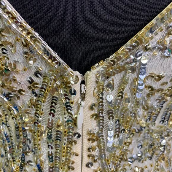 MAC DUGGAL 5018 Dress 2 Cassandra Stone Sequin Gown Plunging Neckline High Slit - Picture 11 of 16